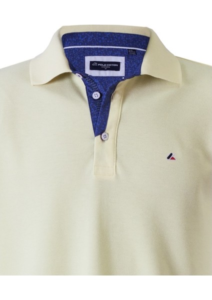Polokoton % 100 Pamuk Polo Yaka Erkek T-Shirt – Açık Sarı, Düğmeli, Kısa Kollu, Yazlık Spor Model