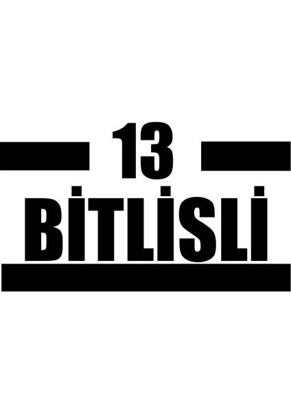 13 Bitlisli Araba Sticker 17X17 cm Siyah