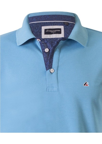 Polokoton % 100 Pamuk Polo Yaka Erkek T-Shirt – Mavi, Düğmeli, Kısa Kollu, Yazlık Spor Model
