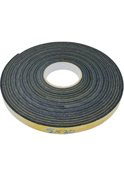 Çift Taraflı Eva Yalıtım Süngeri, 5mm x 20mm, 10 metre, siyah, dayanıklı ve çok yönlü kullanım