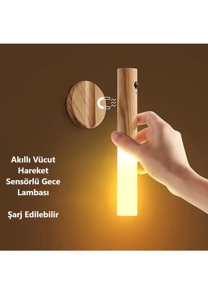 Akıllı Vücut Hareket Sensörlü Gece Lambası ,led Şarj Edilebilir Koridor Duvar Lambası Otomatik