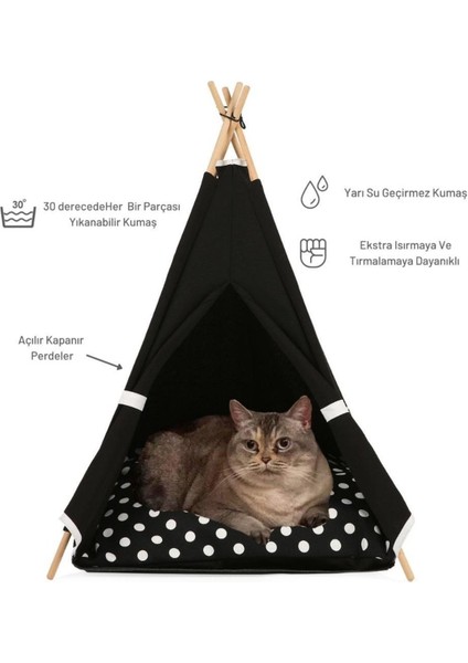 Renkli 50x50 cm Yataklı Kedi Çadırı, konforlu ve şık tasarım, gri renk
