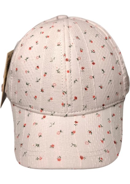 Spteks Kitti 1-3 Yaş Kız Bebek Krem Renk Çıtır Çiçek Desenli Yazlık Şapka modelleri