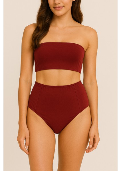 Bordo Sculptfit Yüksek Bel & Toparlayıcı & Şekillendirici Bikini Altı