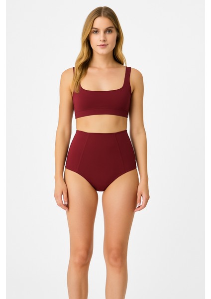 Bordo Sculptfit Yüksek Bel & Toparlayıcı & Şekillendirici Bikini Altı