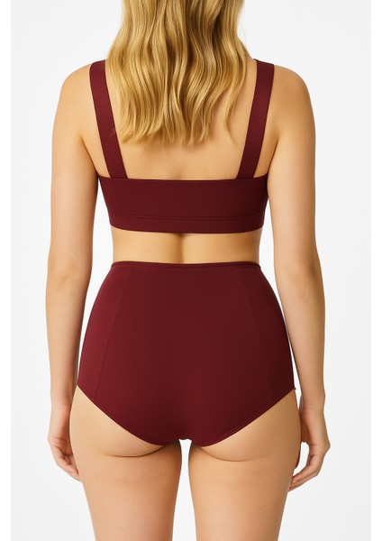 Bordo Sculptfit Yüksek Bel & Toparlayıcı & Şekillendirici Bikini Altı