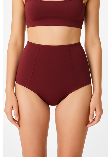 Bordo Sculptfit Yüksek Bel & Toparlayıcı & Şekillendirici Bikini Altı