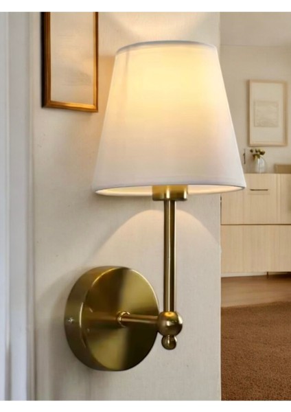 Modern Sarı Gold Duvar Aplik, E-27 Duy, Metal, Eskitme Tarz, Şık Aydınlatma