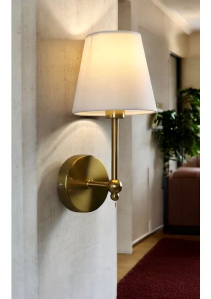 Modern Sarı Gold Duvar Aplik, E-27 Duy, Metal, Eskitme Tarz, Şık Aydınlatma