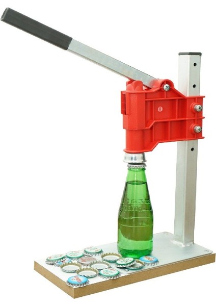 Metal soda kapağı kapatma makinesi ve 500 adet kapağı, kullanım kolaylığı sağlar