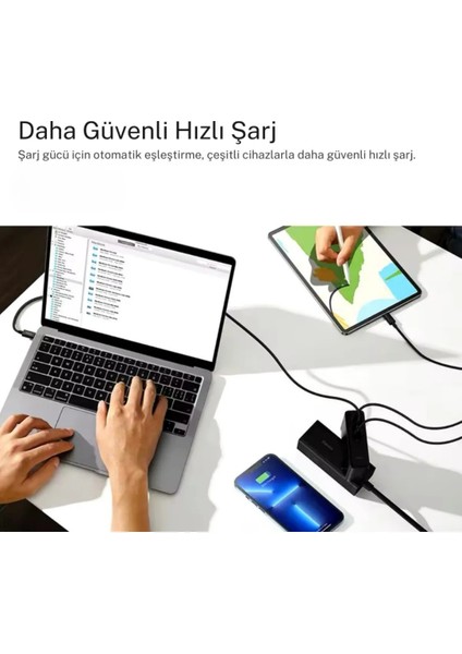 140W Şarj Adaptör Telefon Macbook Laptop Destekli 3 Type-C + 1 USB 140W Gan Turbo Hızlı Şarj