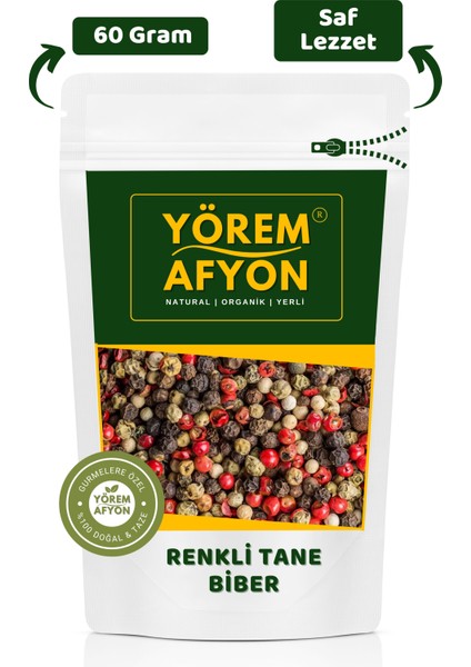 Yörem Afyon Meşhur Kahramanmaraş Keskin Tat Renkli Tane Biber, Karabiber | 60GR.