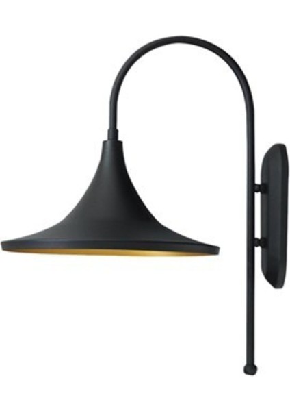 Şık Siyah Aplik Lamba, Modern ve Zarif Aydınlatma Dekoru, Metal, E27 Duy, Siyah