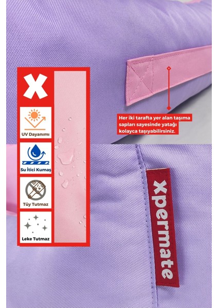 Mor ve pembe renkli, su ve tüy geçirmez, fermuarlı yastık yatak 55x60x23 cm fırsatları