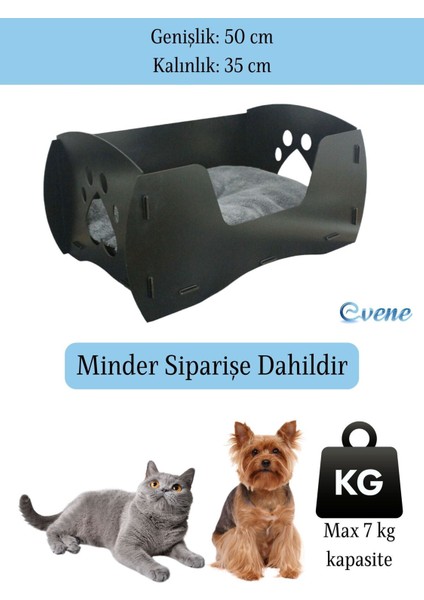 Büyük ahşap kedi yatağı, siyah renk, dayanıklı ve şık tasarım fiyatları