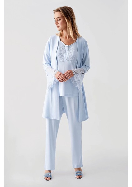 322 Kadın Sabahlıklı Pijama Takımı