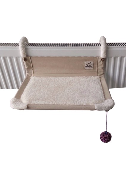 Yumuşak ve konforlu kalorifer üstü kedi yatağı, krem renk, 45 cm yükseklik