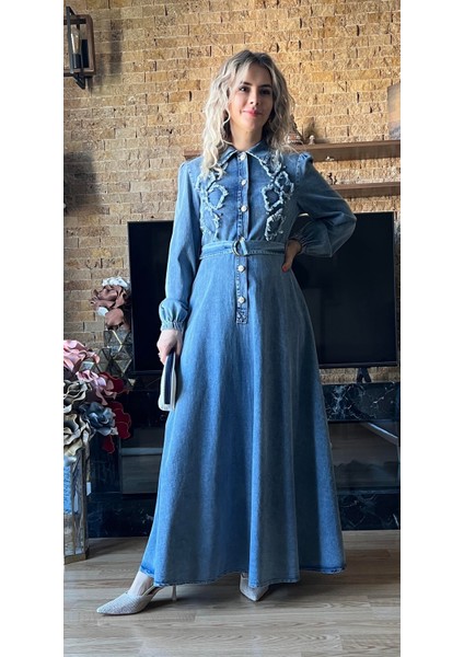 Tesettür Uyumlu Yazlık Denim Kot Elbise - Şık ve Rahat Tasarım fırsatları