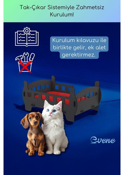 Şık ve konforlu büyük ahşap kedi yatağı, siyah renk, dekoratif tasarım modelleri