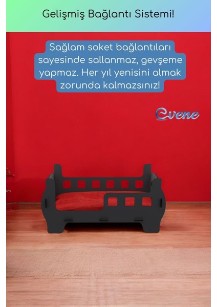 Şık ve konforlu büyük ahşap kedi yatağı, siyah renk, dekoratif tasarım indirimleri