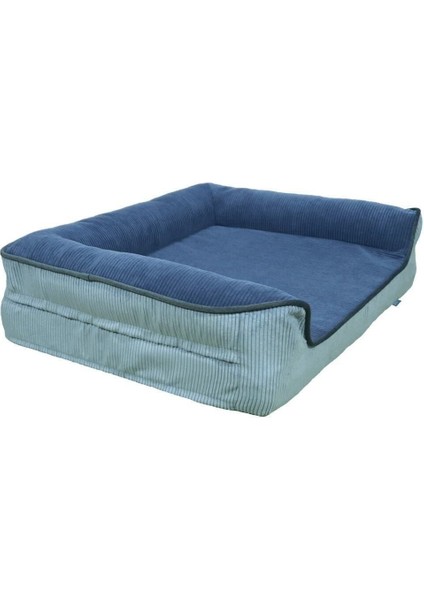 Yıkanabilir ve fermuarlı mavi köpek yatağı, kutu tasarımı, 2 yüksekliği, konforlu kullanım fiyatları