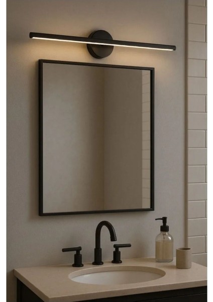 Şık Banyo Ayna Tablo, Günışığı ve Led Aydınlatma, Siyah, Alüminyum, Duy G9, 50cm fırsatları