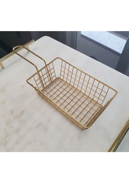 Patates ve meyve sunum sepeti, 10x16 cm, çelik, 1 yıl garanti, kafe ve restoran kullanımı