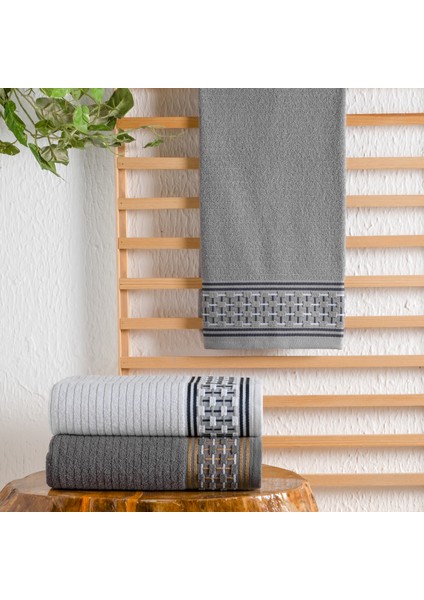 Home Plain Jakarlı Havlu 70X140-GRI