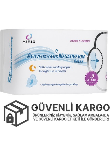 Gece Pedi 8'li - Active Oxygen & Negative Ion - Uzun, Süper Emici, Hijyenik Ped X6 Paket fiyatları