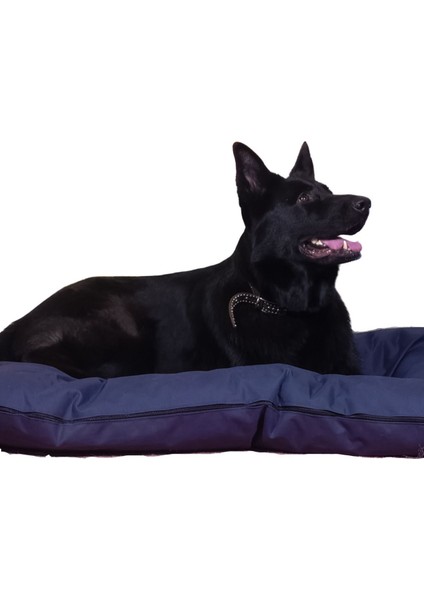 Yıkanabilir Köpek Minderi, Su Geçirmez Kumaş, Fermuarlı, 120x100, Simit Yatak, 15 cm, Lacivert