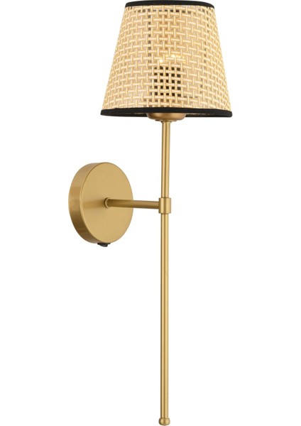Modern Hasır Aplik, LED, pilli, kablosuz, altın ton, metal, G9, bej, 1 adet