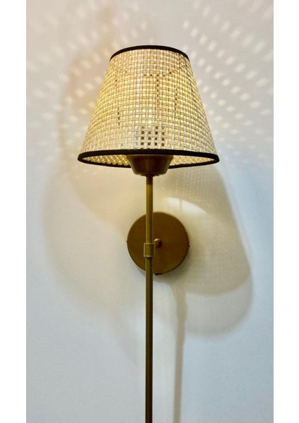 Modern Hasır Aplik, LED, pilli, kablosuz, altın ton, metal, G9, bej, 1 adet