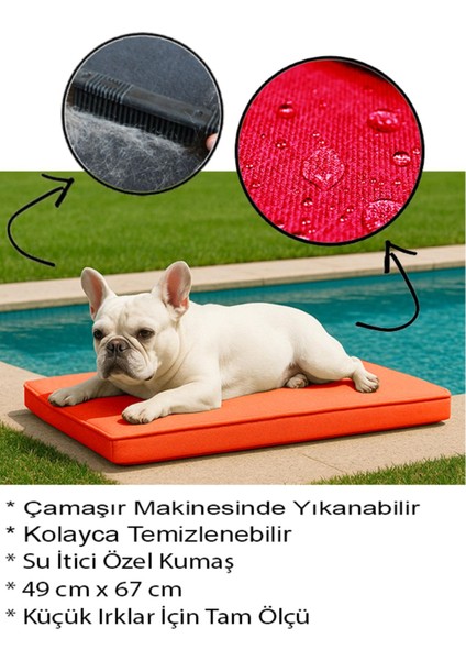 Su geçirmez dış mekan küçük köpek yatağı, fermuarlı, 49x67x7 cm, turuncu fiyatları