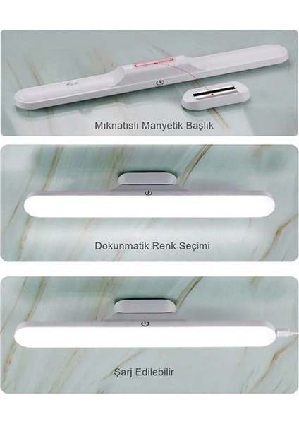 3 Renkli Kablosuz Led Lamba, Dokunmatik, Mıknatıslı, Micro USB Şarjlı, Akrilik Kasa modelleri