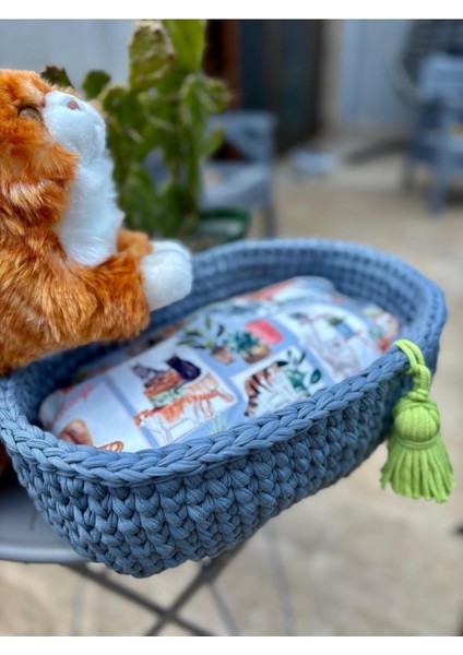 El Örgüsü Mavi Kedi Yatağı, Rahat ve Şık Tasarım, 13 cm Yükseklik fiyatları