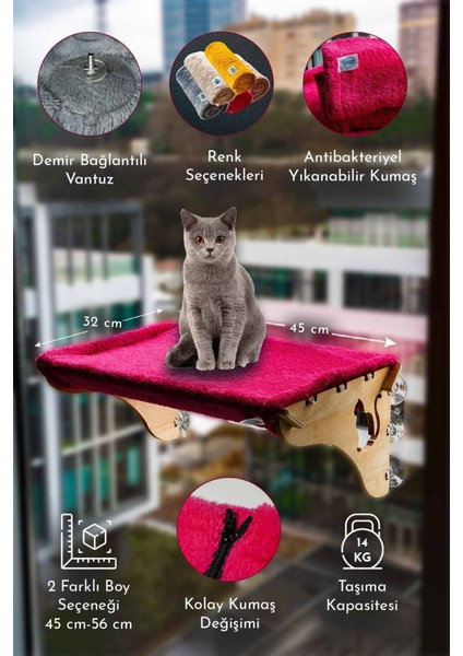 Rahat ve şık kedi yatağı, fuşya, 80x60 cm, yüksekliği 20 cm, ev konforu için ideal modelleri