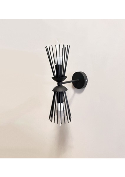 Şık Siyah Metal E14 Duylu Duvar Aplik, özel tasarım ampul ile tamamlanmıştır modelleri