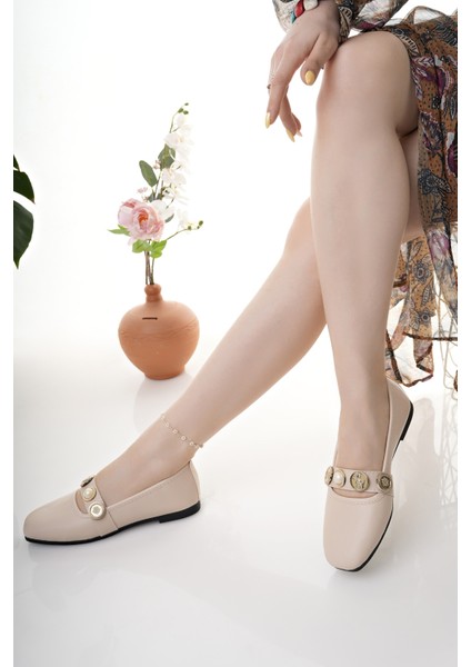 Kadın Babet Bej Şık Ev Iş Ofis Günlük Ayakkabı fiyatları