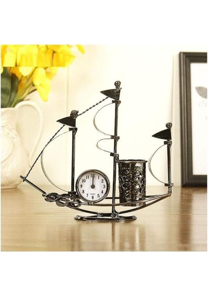 Dekoratif Yelken Modelli Metal Saatli Kalem Kutusu fiyatları