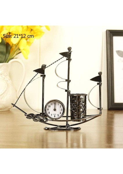 Dekoratif Yelken Modelli Metal Saatli Kalem Kutusu modelleri