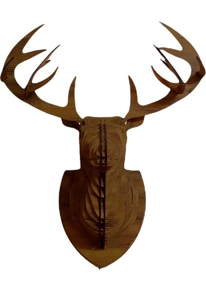 Doğal ahşap geyik kafa duvar dekoru, rustik tasarım, ampul dahil, kahverengi fırsatları