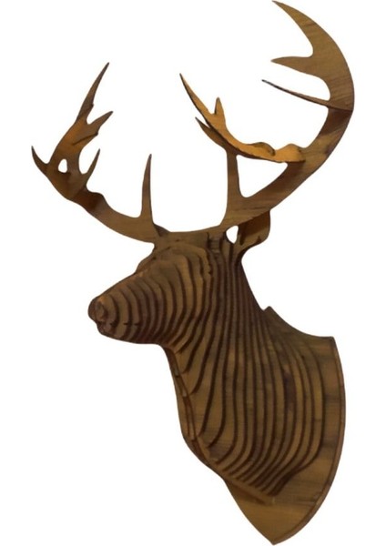 Doğal ahşap geyik kafa duvar dekoru, rustik tasarım, ampul dahil, kahverengi indirimleri