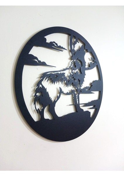 Lazer Kesim Metal Kurt Görselli Duvar Dekoru 49X49 cm modelleri