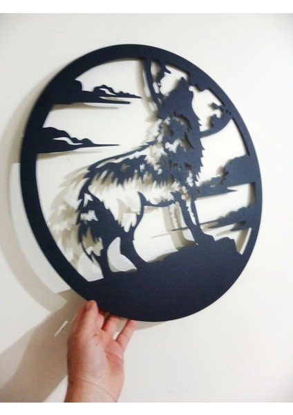 Lazer Kesim Metal Kurt Görselli Duvar Dekoru 49X49 cm fırsatları