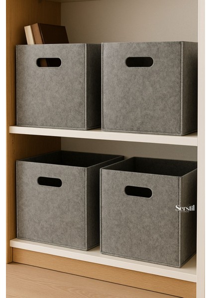 Gri Çok Amaçlı Keçe Kutu, Pratik ve Şık Dolap Düzenleyici, 30x30 cm fiyatları