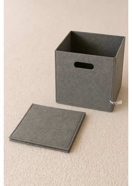 Gri Çok Amaçlı Keçe Kutu, Pratik ve Şık Dolap Düzenleyici, 30x30 cm modelleri