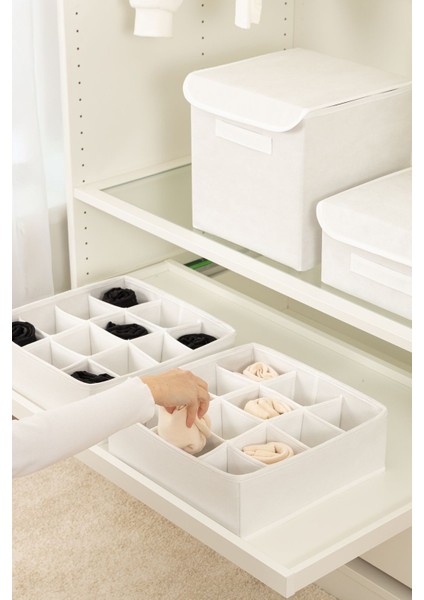 Beyaz 2'li kumaş çekmece düzenleyici, 30x30, şal, kemer, çorap için ideal organizer indirimleri