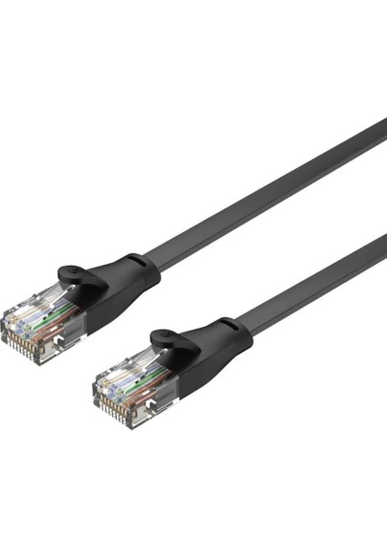 Unıtek Cat6 Patch Kablo 15MT Flat 1gbps, Siyah (C1814GBK)