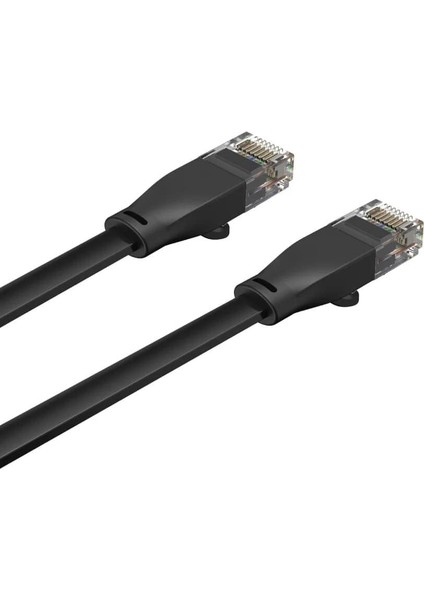 Unıtek Cat6 Patch Kablo 15MT Flat 1gbps, Siyah (C1814GBK)