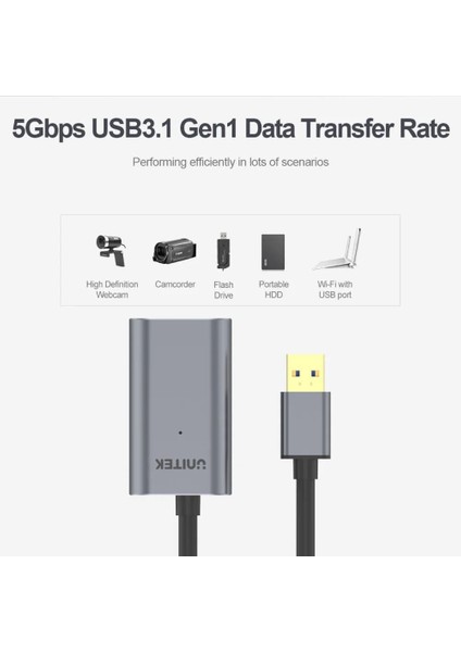Unıtek Usb3.0 Uzatma Kablosu 10MT Premıum Chıpset (Y-3005)